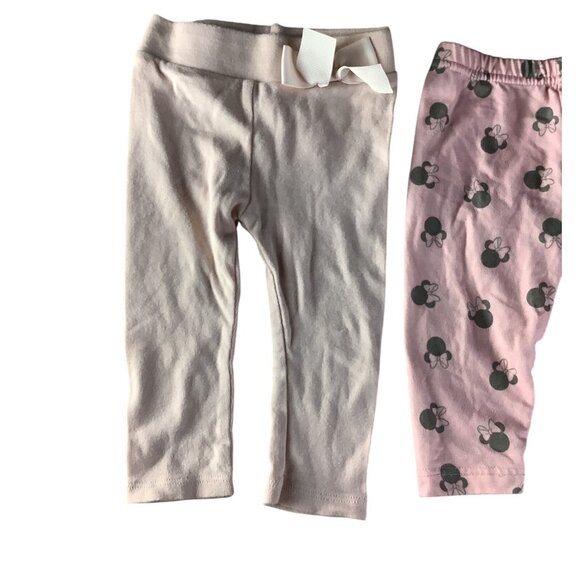 Baby Girl 2 Pc Leggings 3-6M Pink & Minnie Mouse Print Cotton Blend - Picture 6 of 9